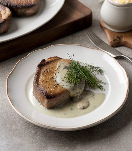 Pork Chops With Dill-Cream Gravy recipe image
