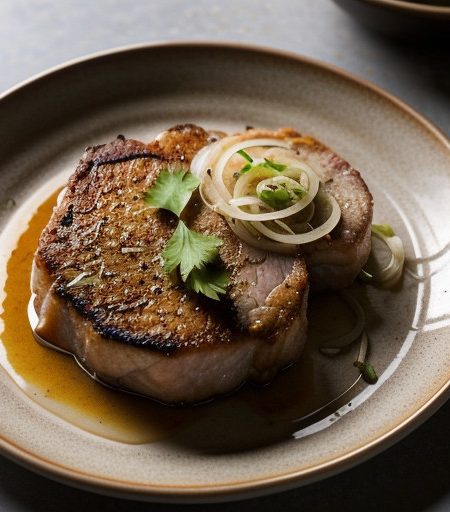 Pork Chops With Garlic and Onions (Suon Uop Hanh Toi Nuong recipe image