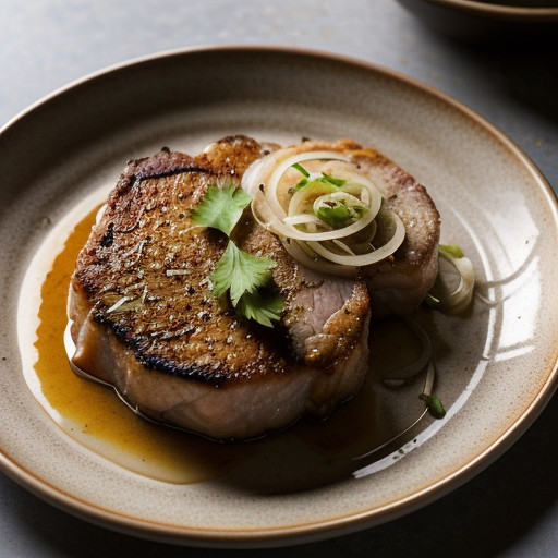 Pork Chops With Garlic and Onions (Suon Uop Hanh Toi Nuong recipe image