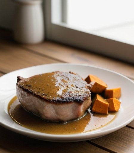 Pork Chops and Sweet Potato Gravy recipe image