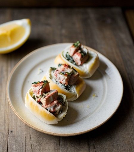 Pork & Lobster Rolls Florentine^ recipe image