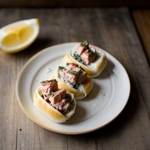 Pork & Lobster Rolls Florentine^ recipe image