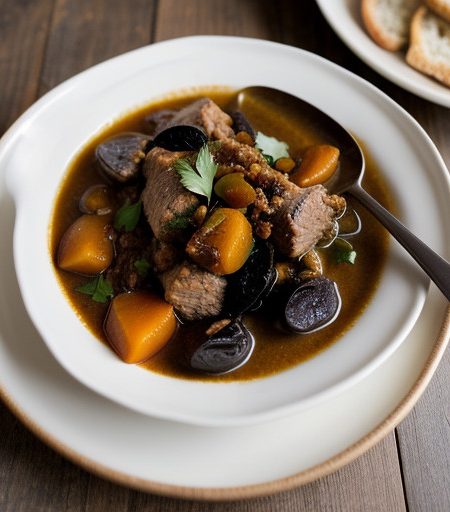 Pork Stew With Prunes & Apricots recipe image