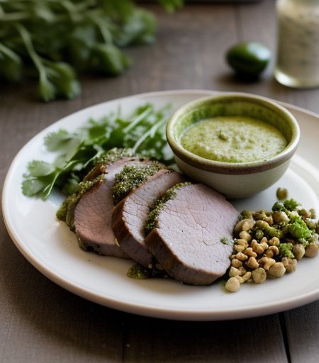 Pork Tenderloin With Cilantro-Lime Pesto recipe image