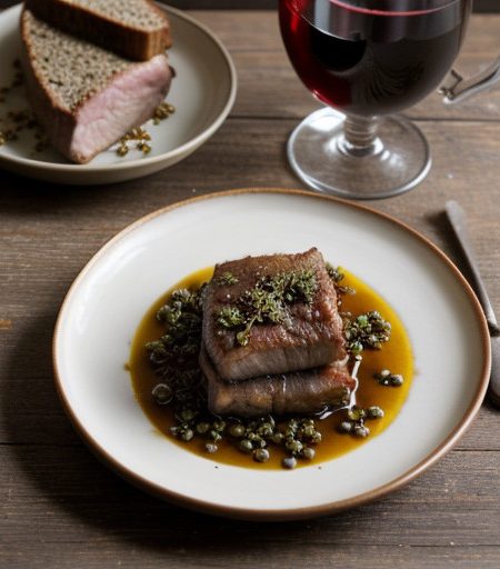 Pork With Coriander & Red Wine recipe image
