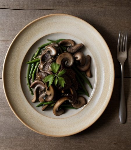 Pork With Green Beans and Mushrooms recipe image