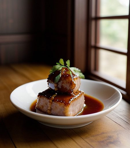 Pork in Plum Sauce (Mwei Jiong Yoke - Canton recipe image