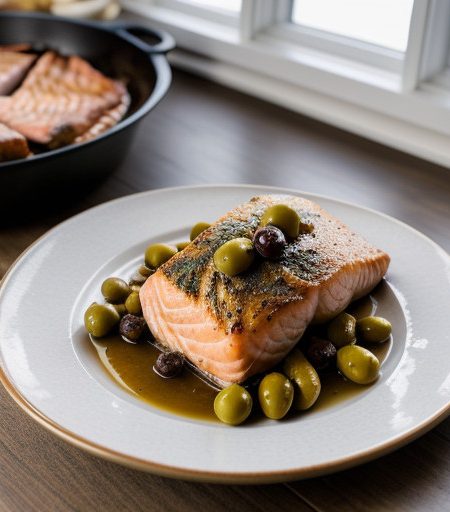 Pot-Roasted Salmon With Olives & Preserved Le recipe image