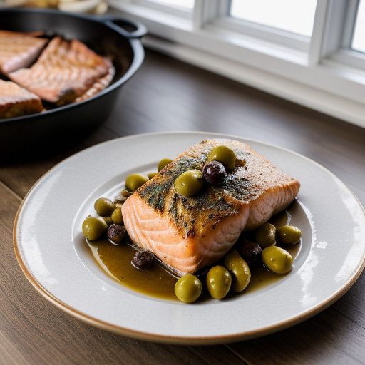 Pot-Roasted Salmon With Olives & Preserved Le recipe image