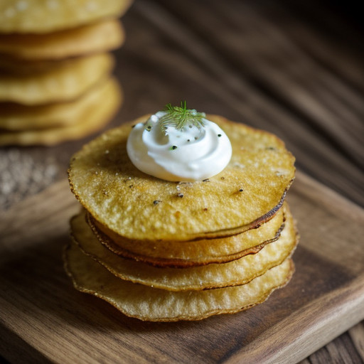 Potato Crisps With Sour Cream and Caviar recipe image