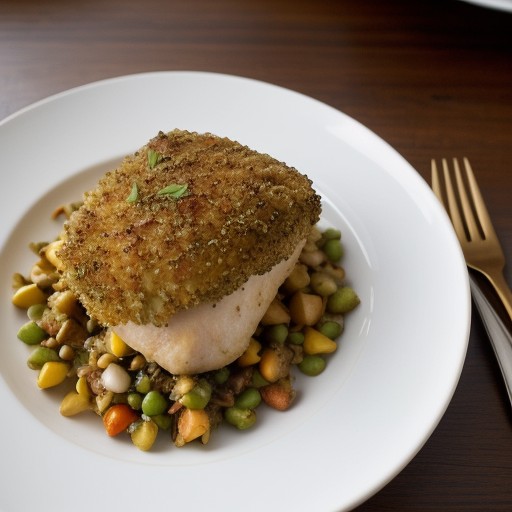 Potato-Crusted Chicken With Creole Succotash recipe image