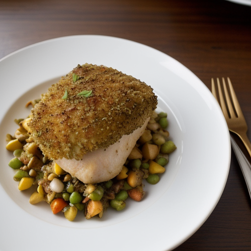 Potato-Crusted Chicken With Creole Succotash recipe image