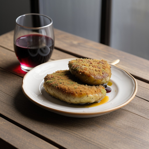 Potato Crusted Chicken With Olives and Red Wine recipe image