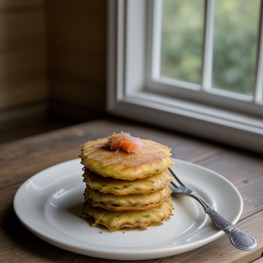 Potato Pancakes Vonnas With Smoked Salmon & O recipe image