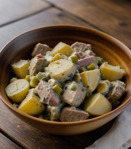 Potato Salad With Smoked Turkey and Artichoke Hearts recipe image