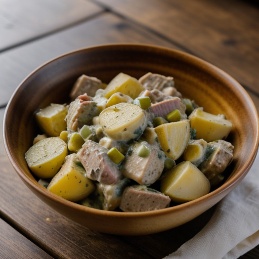 Potato Salad With Smoked Turkey and Artichoke Hearts recipe image