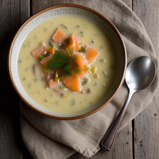 Potato Soup With Smoked Salmon Relish recipe image