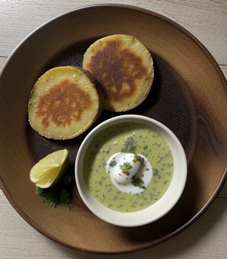 Potato Tikki With Almond-Cilantro Chutney recipe image