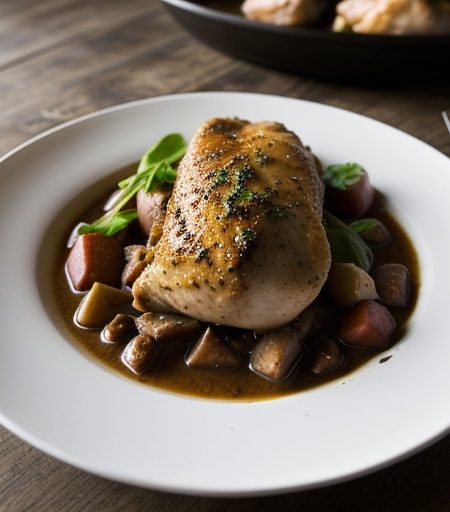 Poulet Au Vin Rouge (Chicken With Onions And recipe image