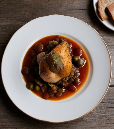 Poulet Marengo (Chicken in Wine & Tomato Sa recipe image