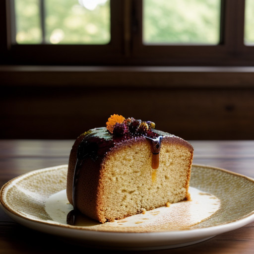 Pound Cake With Dried Fruit and a Port Wine Reduction Sau recipe image