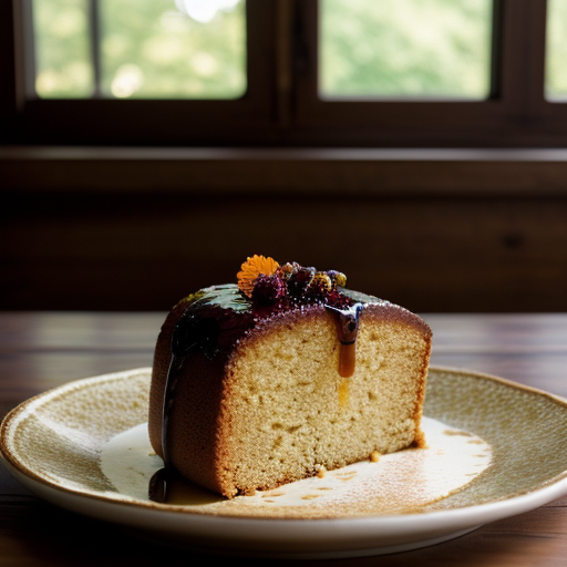 Pound Cake With Dried Fruit and a Port Wine Reduction Sau recipe image