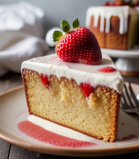 Pound Cake With Strawberry Sauce & Chantill recipe image