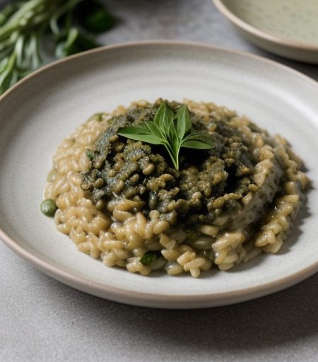 Practically Nonfat Bean & Green Risotto recipe image