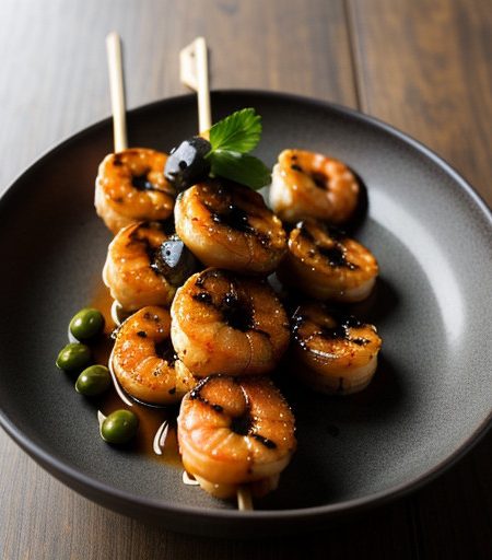 Prawn Kabobs With Peanut Sauce recipe image