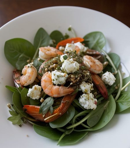 Prawn Salad With Basil and Feta Cheese recipe image