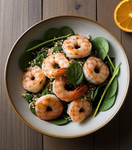Prawns and Spinach Salad recipe image
