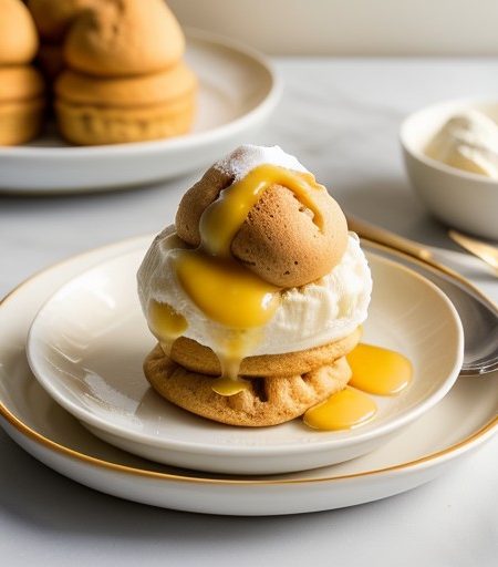 Profiteroles With Bourbon Ice Cream recipe image