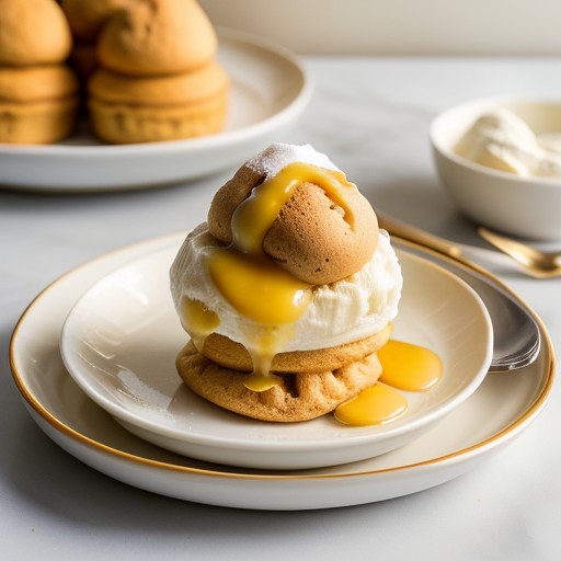 Profiteroles With Bourbon Ice Cream recipe image