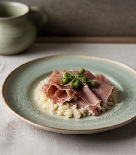 Prosciutto & Green Pea Risotto recipe image