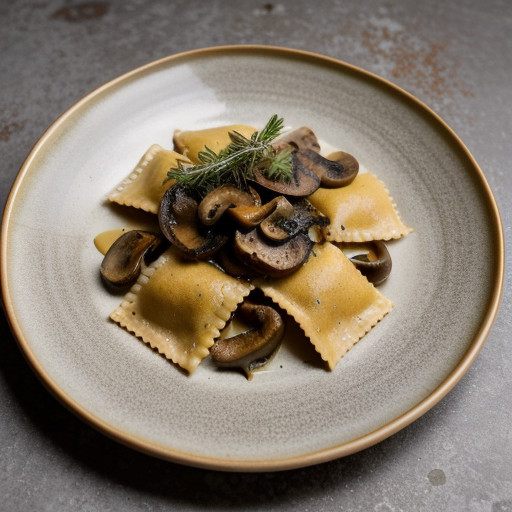 Prosiutto & Mushroom Ravioli With Fried Sag recipe image