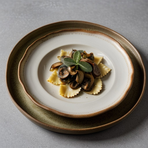 Prosiutto and Mushroom Ravioli With Fried Sage recipe image