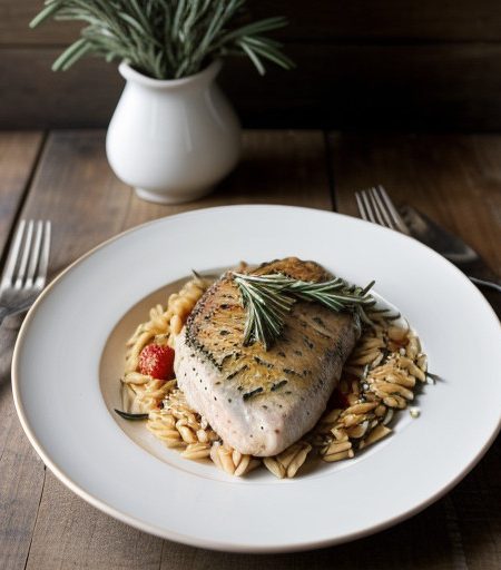 Provencal Chicken Breasts With Rosemary Orzo recipe image