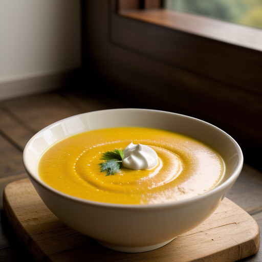Pumpkin Corn Soup With Ginger Lime Cream recipe image