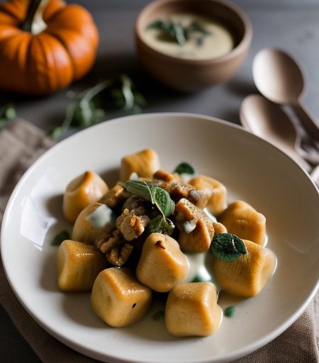 Pumpkin Gnocchi With Walnut Cream Sauce - Bon Appetit recipe image