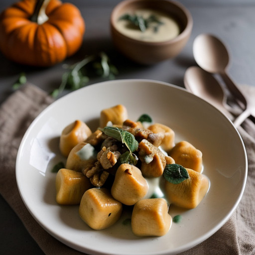 Pumpkin Gnocchi With Walnut Cream Sauce - Bon Appetit recipe image