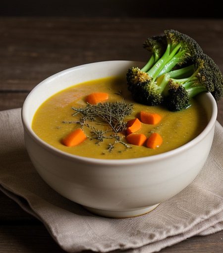 Pureed Vegetable Soup With Broccoli Florets recipe image