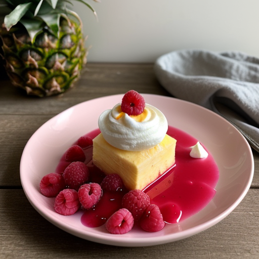 Queensland "Pickled" Pineapple Meringue With Raspberry Sa recipe image