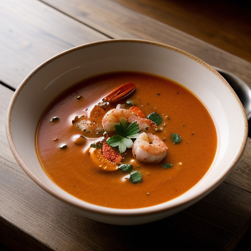 Quick Dilled Tomato, Roasted Pepper and Shrimp Soup recipe image