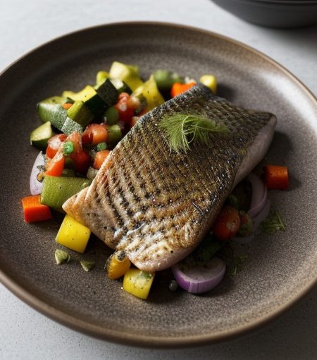 Rainbow Trout With Grilled Vegetable Salsa recipe image