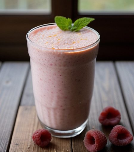 Raspberry Peach Breakfast Shake recipe image