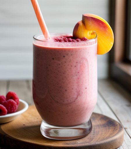 Raspberry Peach Breakfast Smoothie recipe image