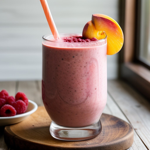 Raspberry Peach Breakfast Smoothie recipe image