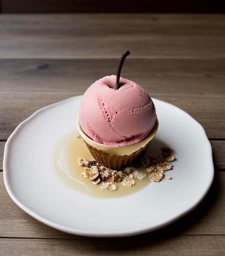 Red Pear Sorbet & "Ice Cream" W/ Pralines & Ca recipe image