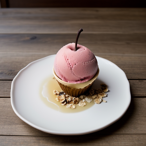 Red Pear Sorbet & "Ice Cream" W/ Pralines & Ca recipe image