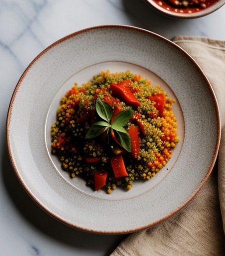 Red Pepper Couscous Ring With Vegetables recipe image